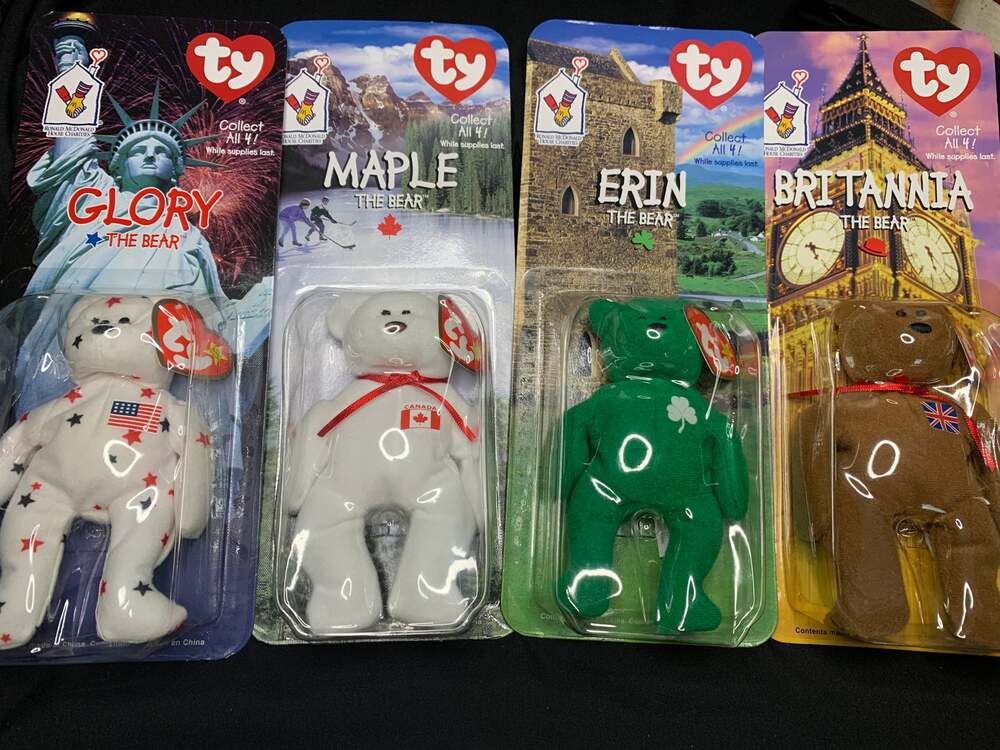 1999 McDonalds Ty International Bears Complete Set of 4